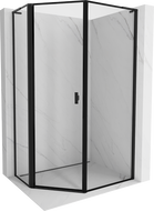 Mexen Mist L asymmetrische vijfhoekige douchecabine links scharnierend 80 x 90 cm, zwart frame, zwart - 8A8L-080-090-70-70-L