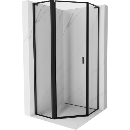 Mexen Mist L Fünfeck-Duschkabine, links öffnend 90 x 90 cm, schwarzer Rahmen, schwarz - 8A8L-090-090-70-70-L