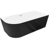 Mexen Silo baignoire autoportante d'angle droite cannelée 150 x 75 cm, blanc/noir, trop-plein chromé - 52891507575P-01