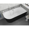 Mexen Silo freestanding corner right ribbed bathtub 150 x 75 cm, white/black, chrome overflow - 52891507575P-01