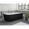 Mexen Silo freestanding corner right ribbed bathtub 150 x 75 cm, white/black, chrome overflow - 52891507575P-01