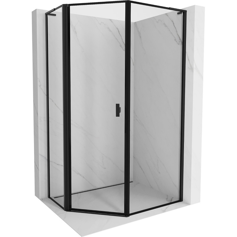 Mexen Mist L asymmetrische vijfhoekige douchecabine links scharnierend 90 x 100 cm, zwart frame, zwart - 8A8L-090-100-70-70-L
