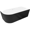 Mexen Silo baignoire îlot d'angle droite rainurée 150 x 75 cm, blanc/noir, trop-plein blanc - 52891507575P-20
