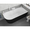 Mexen Silo freestanding corner bathtub right fluted 150 x 75 cm, white/black, white overflow - 52891507575P-20