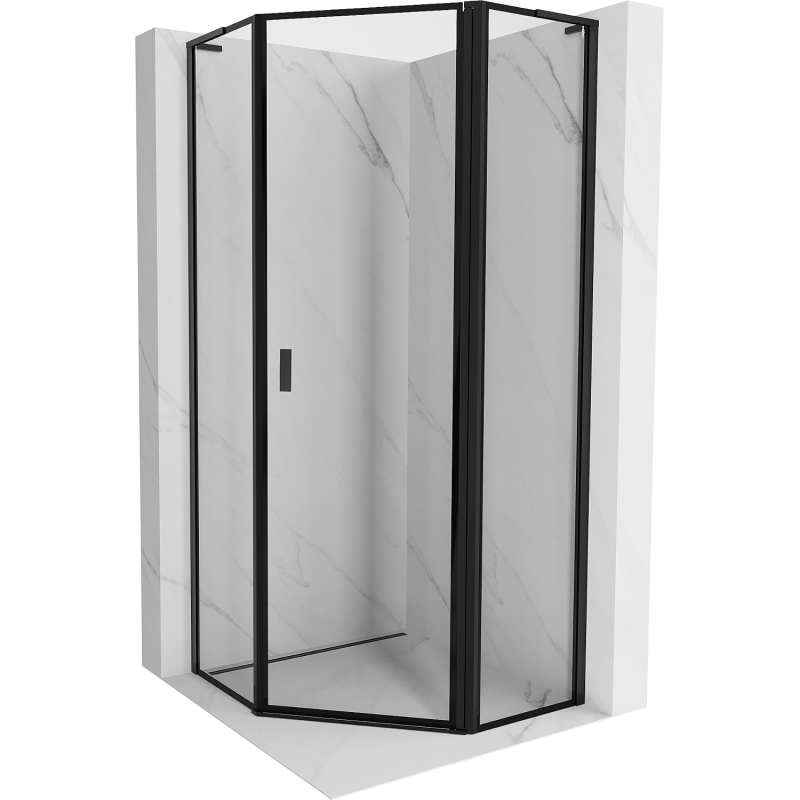 Mexen Mist L pentagonal shower enclosure, right swing, 80 x 80 cm, black frame, black - 8A8L-080-080-70-70-P
