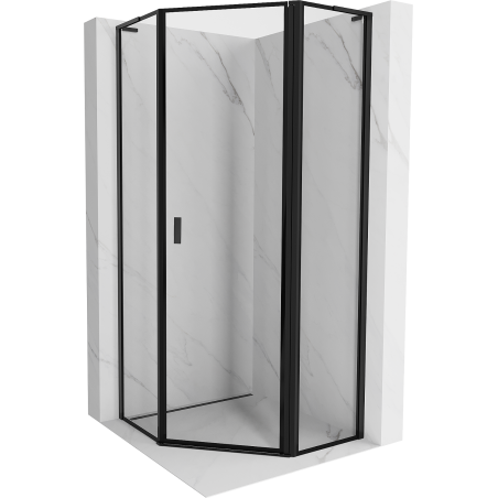 Mexen Mist L cabine de douche pentagonale pivotante droite 80 x 80 cm, cadre noir, noire - 8A8L-080-080-70-70-P