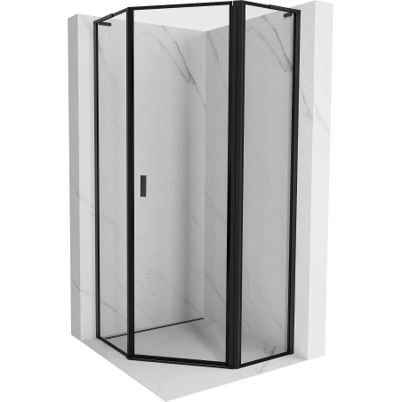 Mexen Mist L shower enclosure pentagonal right hinged 80 x 80 cm, black frame, black - 8A8L-080-080-70-70-P