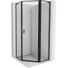 Mexen Mist L cabine de duche pentagonal, porta de abrir direita 80 x 80 cm, moldura preta, preta - 8A8L-080-080-70-70-P