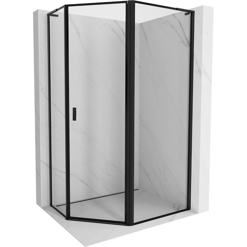 Mexen Mist L asimetrična peterokutna tuš kabina s desnim otvaranjem 90 x 80 cm, crni okvir, crna - 8A8L-090-080-70-70-P
