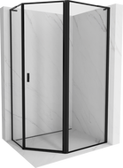 Mexen Mist L asymmetrische fünfeckige Duschkabine, rechte Tür 90 x 80 cm, schwarze Rahmen, schwarz - 8A8L-090-080-70-70-P