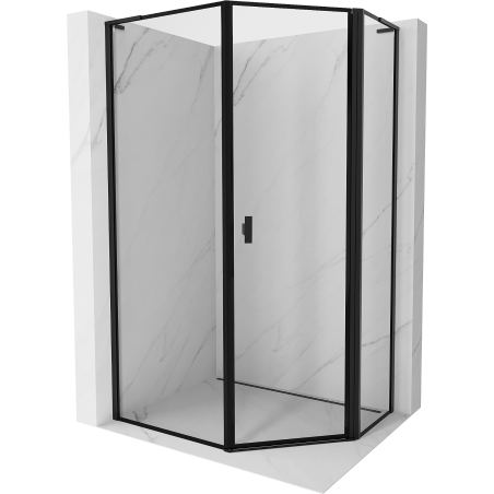 Mexen Mist L asymmetrische vijfhoekige douchecabine, draaideur rechts 80 x 90 cm, zwart frame, zwart - 8A8L-080-090-70-70-P