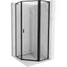 Mexen Mist L cabine de douche pentagonale pivotante droite 90 x 90 cm, cadre noir, noir - 8A8L-090-090-70-70-P