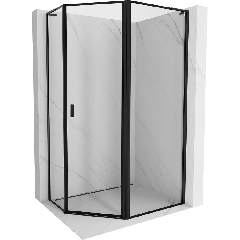 Mexen Mist L asymmetrische fünfeckige Duschkabine rechts öffnend 100 x 90 cm, schwarzer Rahmen, schwarz - 8A8L-100-090-70-70-P