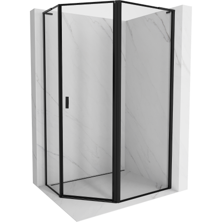 Mexen Mist L cabine de douche pentagonale asymétrique à charnière droite 100 x 90 cm, cadre noir, noir - 8A8L-100-090-70-70-P