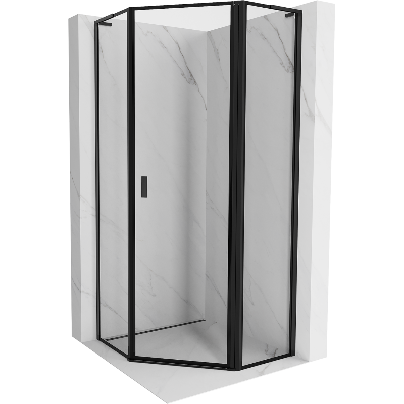Mexen Mist L vijfhoekige douchecabine scharnierend rechts 100 x 100 cm, zwart frame, zwart - 8A8L-100-100-70-70-P