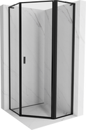 Mexen Mist L cabine de douche pentagonale porte battante droite 100 x 100 cm, cadre noir, noir - 8A8L-100-100-70-70-P