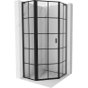 Mexen Mist L vijfhoekige douchecabine links scharnierend 80 x 80 cm, zwarte raster, zwart - 8A8L-080-080-70-77-L