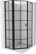 Mexen Mist L Fünfeck-Duschkabine, klappbar, links 90 x 90 cm, schwarzes Gitter, schwarz - 8A8L-090-090-70-77-L