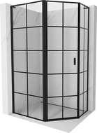 Mexen Mist L Fünfeck-Duschkabine asymmetrisch schwenkbar links 100 x 90 cm, schwarzes Raster, schwarz - 8A8L-100-090-70-77-L