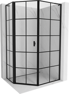 Mexen Mist L asymmetrische fünfeckige Duschkabine links öffnend 80 x 100 cm, schwarzes Gitter, schwarz - 8A8L-080-100-70-77-L