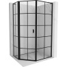 Mexen Mist L cabine de douche pentagonale asymétrique pivotante gauche 90 x 100 cm, grille noire, noire - 8A8L-090-100-70-77-L