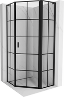 Mexen Mist L Fünfeck-Duschkabine, rechte Tür, 80 x 80 cm, schwarzes Gitter, schwarz - 8A8L-080-080-70-77-P