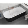 Mexen Silo freestanding corner bathtub right fluted 150 x 75 cm, white/black, brushed copper overflow - 52891507575P-65