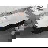 Mexen Silo freistehende Eckbadewanne rechts geriffelt 150 x 75 cm, weiß/schwarz, Überlauf gebürstetes Kupfer - 52891507575P-65
