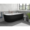 Mexen Silo freestanding corner bathtub right fluted 150 x 75 cm, white/black, brushed copper overflow - 52891507575P-65