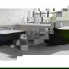 Mexen Silo freistehende Eckbadewanne rechts geriffelt 150 x 75 cm, weiß/schwarz, Überlauf gebürstetes Kupfer - 52891507575P-65