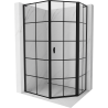 Mexen Mist L cabine de douche pentagonale asymétrique pivotante droite 80 x 90 cm, grille noire, noir - 8A8L-080-090-70-77-P