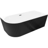 Mexen Silo freestanding corner bathtub right fluted 150 x 75 cm, white/black, overflow gun gray brushed - 52891507575P-66