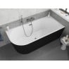 Mexen Silo freistehende Eckbadewanne rechts geriffelt 150 x 75 cm, weiß/schwarz, Überlauf Gun Gray gebürstet - 52891507575P-66