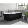 Mexen Silo freistehende Eckbadewanne rechts geriffelt 150 x 75 cm, weiß/schwarz, Überlauf Gun Gray gebürstet - 52891507575P-66