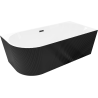 Mexen Silo freestanding corner right ribbed bathtub 150 x 75 cm, white/black, black overflow - 52891507575P-70