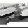 Mexen Silo vrijstaande hoekbadkuip rechts geribbeld 150 x 75 cm, wit/zwart, zwarte overloop - 52891507575P-70