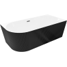 Mexen Silo baignoire autoportante d'angle droite rainurée 150 x 75 cm, blanche/noire, trop-plein gun metal - 52891507575P-95
