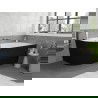 Mexen Silo freistehende Eckbadewanne rechts geriffelt 150 x 75 cm, weiß/schwarz, Überlauf Gun Metal - 52891507575P-95
