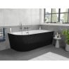 Mexen Silo wanna wolnostojąca narożna prawa ryflowana  150 x 75 cm, biała/czarna, przelew gun metal - 52891507575P-95