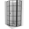 Mexen Mist L pentagonal shower enclosure, right hinged, 100 x 100 cm, black grid, black - 8A8L-100-100-70-77-P