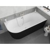 Mexen Silo freestanding corner bathtub right grooved 150 x 75 cm, white/black, brushed nickel overflow - 52891507575P-97