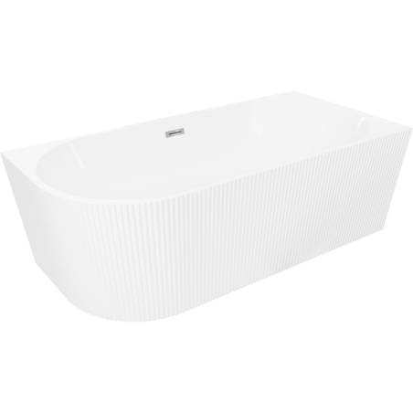 Mexen Silo freestanding corner-right ribbed bath 170 x 80 cm, white, chrome overflow - 52891708000P-01