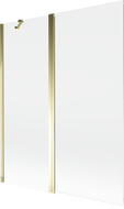 Mexen Mist badwand tweevleugelig 140 x 150 cm, transparant, goud - 8A9-140-011-50-00