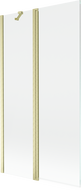 Mexen Mist douchewand 2-delig 100 x 150 cm, transparant, goud geborsteld - 8A9-100-011-55-00