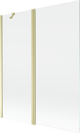 Mexen Mist douchewand 2-delig 140 x 150 cm, transparant, geborsteld goud - 8A9-140-011-55-00