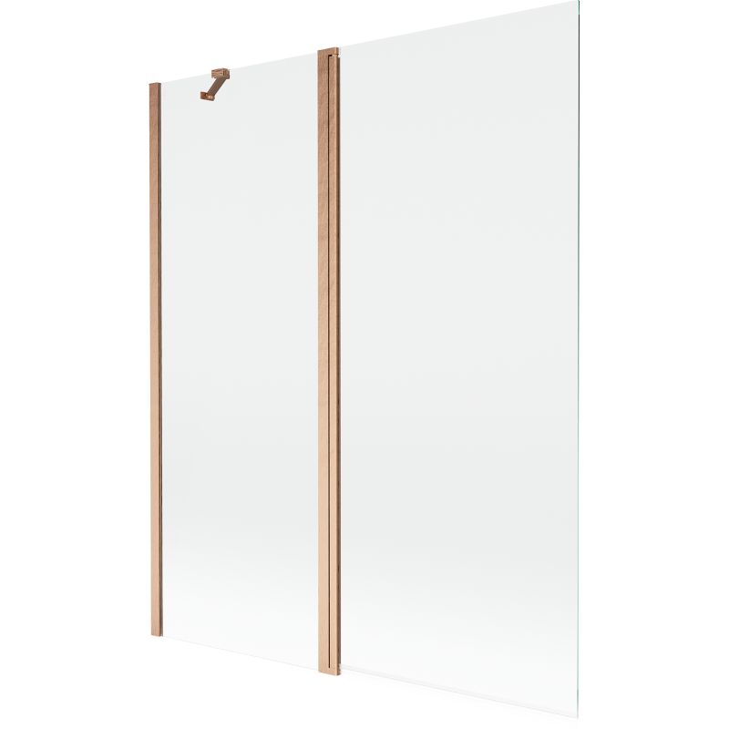 Mexen Mist badwand 2-delig 140 x 150 cm, transparant, geborsteld koper - 8A9-140-011-65-00