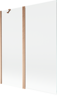 Mexen Mist badwand 2-delig 140 x 150 cm, transparant, geborsteld koper - 8A9-140-011-65-00