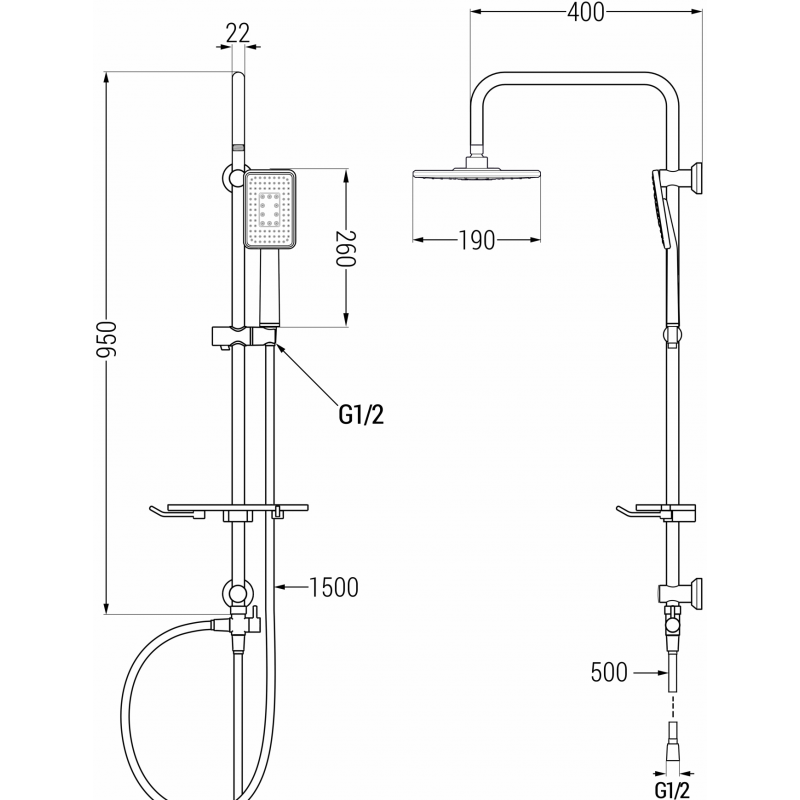 Mexen T54 douchekolom, wit/chroom - 798545493-21