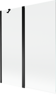 Mexen Mist badwand 2-delig 140 x 150 cm, transparant, zwart - 8A9-140-011-70-00