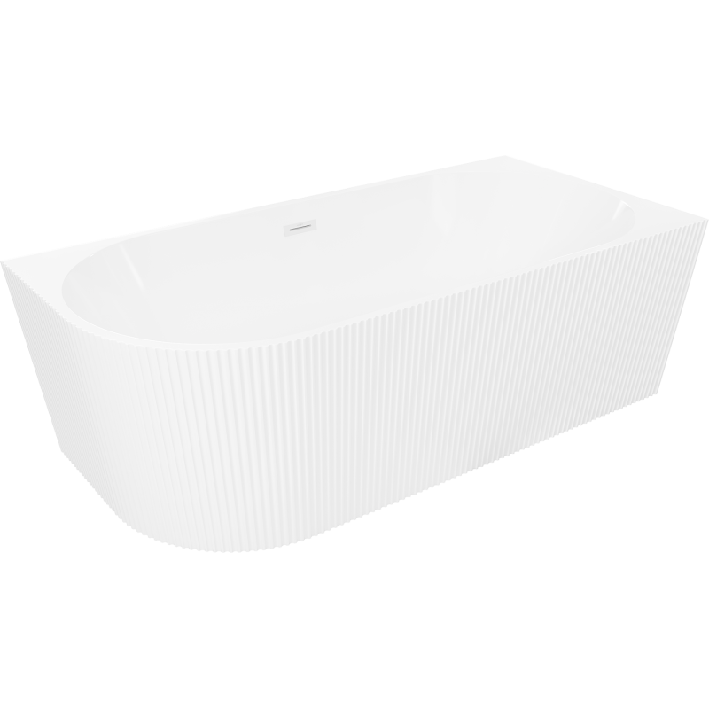 Mexen Silo vasca da bagno indipendente angolare destra scanalata 170 x 80 cm, bianca, troppopieno bianco - 52891708000P-20
